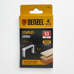 Denzel Скобы, 6 мм, для мебельного степлера, тип 53, 2000 шт. в Барнауле