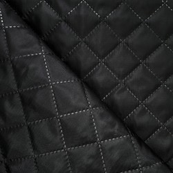 Стеганая подкладочная ткань с синтепоном (100гр/м2) (Ширина 150см), цвет Черный (на отрез) в Барнауле