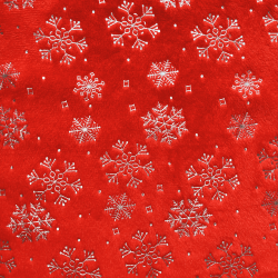 Ткань Искусственный Мех Коротковорсовый 190 гр/м2 (Ширина 150см), принт Снежинки на красном в Барнауле
